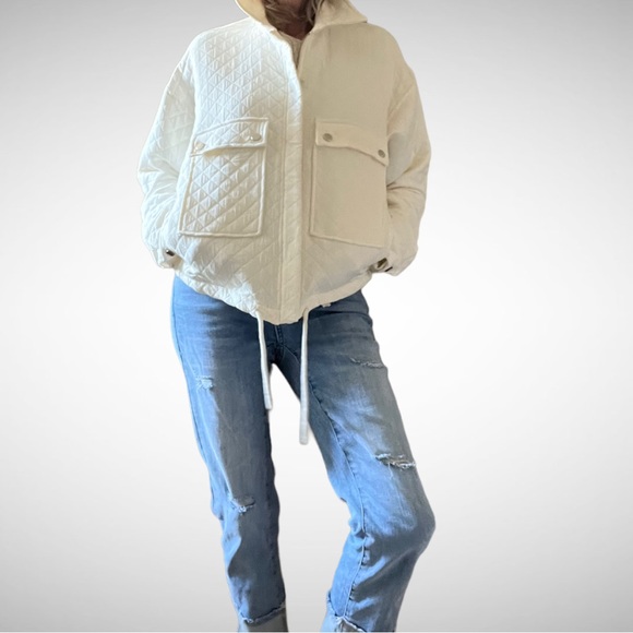 ✨Host Pick✨Zara Light Quilted Oversized Jacket Ivory XS - Picture 6 of 13